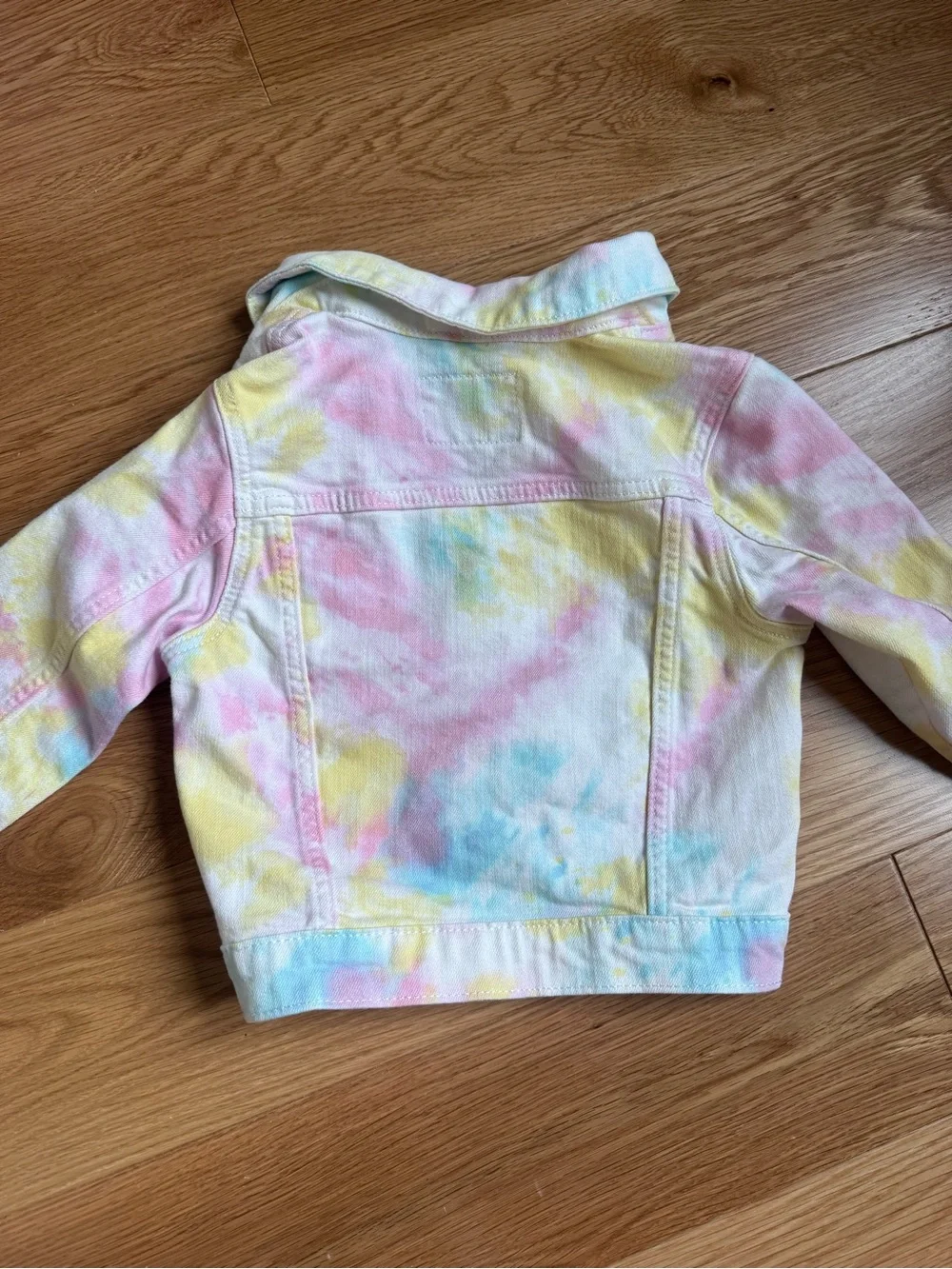 Old Navy Girls Pastel Tie-Dye Denim Jacket - Pink, Yellow, Blue